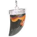 1609: Silver Setting black,brown jasper  claw pendants