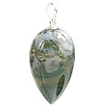 1610: Beaded green moss agate  drop pendants