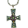 1645: Silver Setting pink,red rhodolite  christian pendants