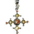 1648: Silver Setting orange,yellow citrine  christian pendants