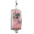 1651: Silver Setting pink,red rhodonite pendants