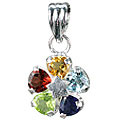 1674: Silver Setting multi multi-stone  flower pendants