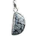 1738: Silver Setting black,gray obsidian pendants
