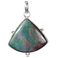 1747: Silver Setting Green bloodstone pendants