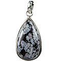1748: Silver Setting black obsidian drop pendants