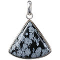 1750: Silver Setting black obsidian pendants