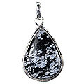 1753: Silver Setting black obsidian drop pendants
