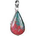 1757: Silver Setting green bloodstone  drop pendants