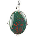 1758: Silver Setting green bloodstone pendants