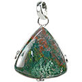 1765: Silver Setting green bloodstone pendants