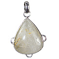 1823: Silver Setting brown,yellow rutilated quartz drop pendants