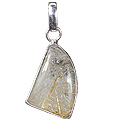 1847: Silver Setting brown,gray rutilated quartz pendants