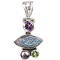 5065: Silver Setting blue,green,purple amethyst pendants