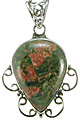 5223: Silver Setting green,red unakite pendants