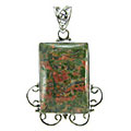 5224: Silver Setting green,red unakite pendants