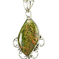5226: Silver Setting green,red unakite pendants