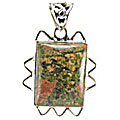 5230: Silver Setting green,red unakite pendants