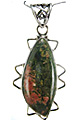 5233: Silver Setting green,red unakite  ethnic pendants