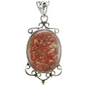 5236: Silver Setting green,red unakite pendants