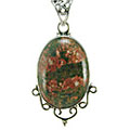 5239: Silver Setting green,red unakite pendants