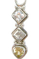 5300: Silver Setting White/ Yellow cubic zirconia pendants