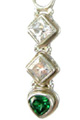 5305: Silver Setting Green/ White cubic zirconia pendants