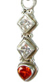 5307: Silver Setting Red/ White cubic zirconia pendants