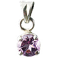 618: Silver Setting purple amethyst  faceted stones pendants