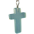 6344: Beaded blue,green chalcedony  christian pendants