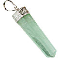 6398: Silver Setting green fluorite  pencil pendants