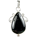 6512: Silver Setting black, silver onyx  drop pendants