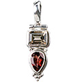 672: Silver Setting black,red garnet pendants
