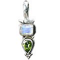 674: Silver Setting green,white peridot drop pendants