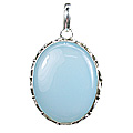 676: Silver Setting blue chalcedony pendants