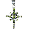 680: Silver Setting green peridot  christian pendants