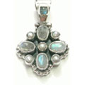 6886: Silver Setting blue, white moonstone pendants