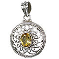 6981: Silver Setting yellow citrine  engagement pendants
