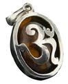6984: Silver Setting yellow, silver amber  hindu pendants