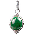 7000: Silver Setting green, silver malachite pendants