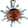 7120: Silver Setting orange amber  charms pendants