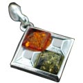 7121: Silver Setting green,orange amber pendants