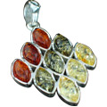 7124: green,orange,yellow amber  drop pendants