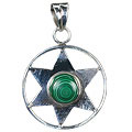 Design 7126: green malachite star pendants
