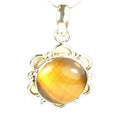 714: Silver Setting brown,yellow tiger eye pendants