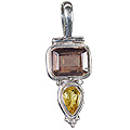 7328: Silver Setting yellow citrine  drop pendants
