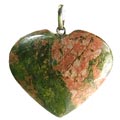 7329: Beaded green,orange,multi-color unakite  heart pendants