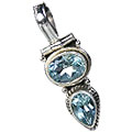 742: silver setting blue blue topaz pendants