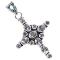 766: Silver Setting purple amethyst  christian pendants