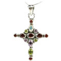Design 767: blue,green,red multi-stone christian pendants