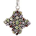 Design 7679: green,purple,red multi-stone pendants
